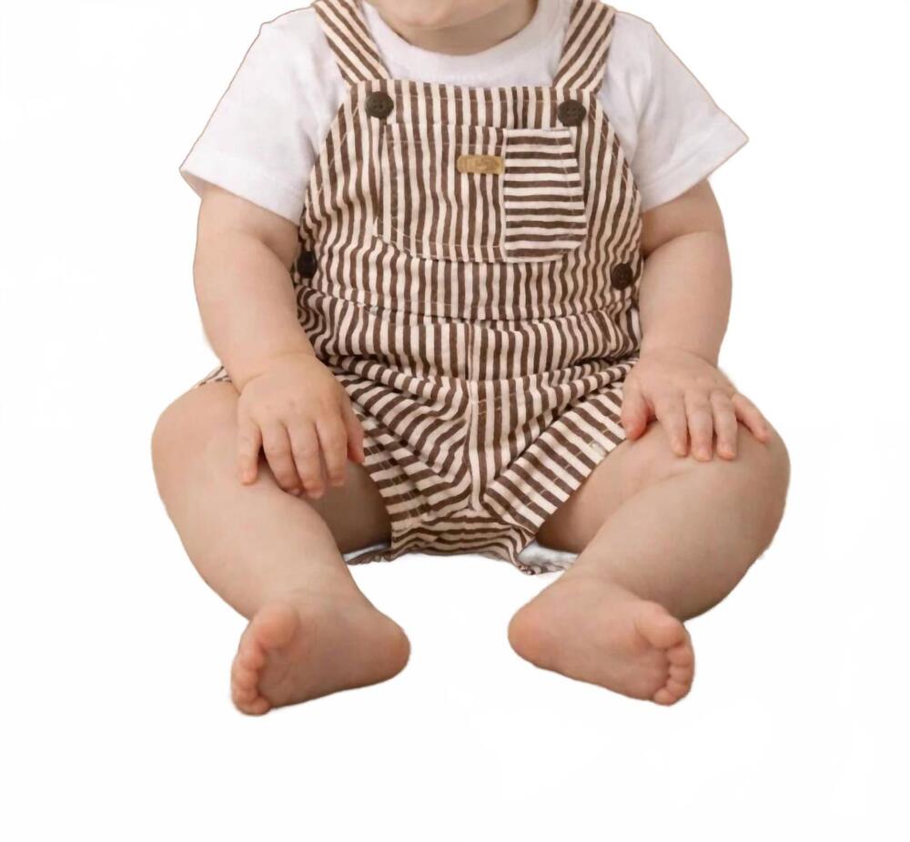 NEW MAYORAL striped overall with tee in coco/white